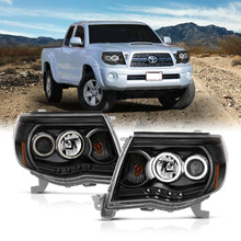 Load image into Gallery viewer, ANZO 121282 2005-2011 Toyota Tacoma Projector Headlights w/ Halo Black