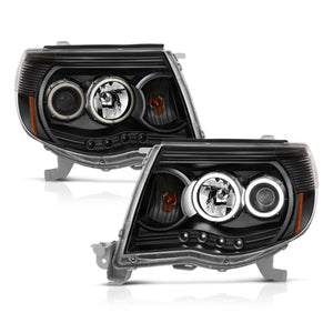 ANZO 121282 2005-2011 Toyota Tacoma Projector Headlights w/ Halo Black