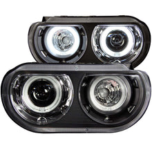 Load image into Gallery viewer, ANZO 121308 2008-2014 Dodge Challenger Projector Headlights w/ Halo Black (CCFL)