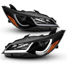 Load image into Gallery viewer, ANZO 121518 Projector Headlights With Plank Style Design Black w/Amber 15-16 Toyota Camry (4DR)