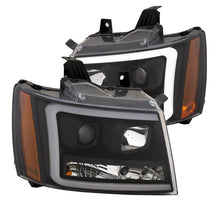 Load image into Gallery viewer, ANZO 111402 07-14 Chevy Tahoe Projector Headlights w/ Plank Style Design Black w/ Amber