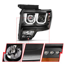 Load image into Gallery viewer, ANZO 111383 2009-2014 Ford F-150 Projector Headlights w/ U-Bar Switchback Black w/ Amber