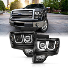 Load image into Gallery viewer, ANZO 111383 2009-2014 Ford F-150 Projector Headlights w/ U-Bar Switchback Black w/ Amber