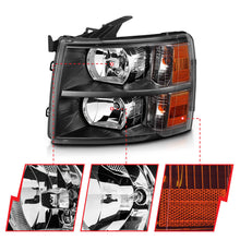 Load image into Gallery viewer, ANZO 111393 2007-2013 Chevrolet Silverado Crystal Headlights Black