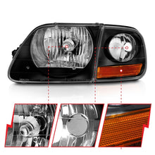 Load image into Gallery viewer, ANZO 111460 1997-2003 Ford F150 Crystal Headlight Black w/ Parking Light