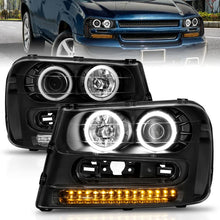 Load image into Gallery viewer, ANZO 111127 2002-2009 Chevrolet Trailblazer Projector Headlights w/ Halo Black