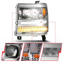 Load image into Gallery viewer, ANZO 111421 16-18 Chevrolet Silverado 1500 LED Projector Headlights w/Plank Style Switchback Chrome w/Amber