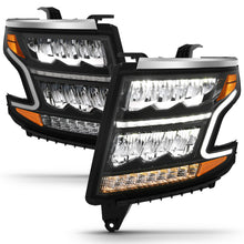 Load image into Gallery viewer, ANZO 111478 15-20 Chevy Tahoe/Suburban LED Light Bar Style Headlights Black w/Sequential w/DRL w/Amber