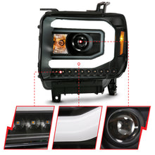 Load image into Gallery viewer, ANZO 111487 2014-2015 Gmc Sierra 1500 Projector Headlight Plank Style Black w/ Switchback (Halogen Type)