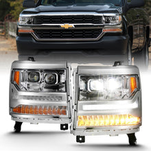 Load image into Gallery viewer, ANZO 111421 16-18 Chevrolet Silverado 1500 LED Projector Headlights w/Plank Style Switchback Chrome w/Amber
