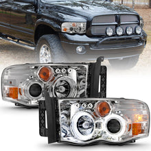 Load image into Gallery viewer, ANZO 111491 2002-2005 Dodge Ram 1500 Projector Headlights w/ Halo Chrome Clear Amber