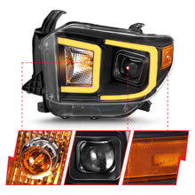 Load image into Gallery viewer, ANZO 111414 14-17 Toyota Tundra Plank Style Projector Headlights Black w/ Amber