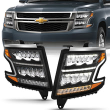 Load image into Gallery viewer, ANZO 111478 15-20 Chevy Tahoe/Suburban LED Light Bar Style Headlights Black w/Sequential w/DRL w/Amber