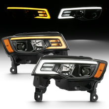 Load image into Gallery viewer, ANZO 111418 2017-2018 Jeep Grand Cherokee Projector Headlights w/ Plank Style Switchback - Black w/ Amber