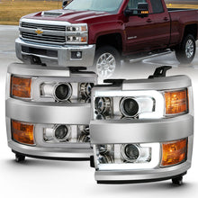 Load image into Gallery viewer, ANZO 111360 2015-2016 Chevrolet Silverado Projector Headlights w/ Plank Style Design Chrome w/ Amber