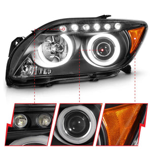 ANZO 121119 2005-2010 Scion Tc Projector Headlights w/ Halo Black (CCFL)