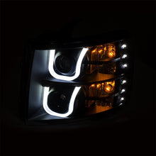 Load image into Gallery viewer, ANZO 111384 2007-2013 Chevrolet Silverado 1500/2500 Projector Headlights w/ U-Bar Switchback Black w/ Amber