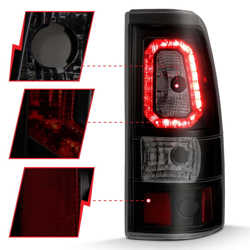 ANZO 311325 1999-2002 Chevy Silverado 1500 LED Taillights Plank Style Black w/Smoke Lens