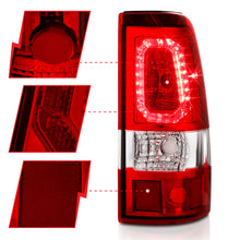 Load image into Gallery viewer, ANZO 311329 2003-2006 Chevy Silverado 1500 LED Taillights Plank Style Chrome With Red/Clear Lens