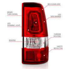 Load image into Gallery viewer, ANZO 311329 2003-2006 Chevy Silverado 1500 LED Taillights Plank Style Chrome With Red/Clear Lens