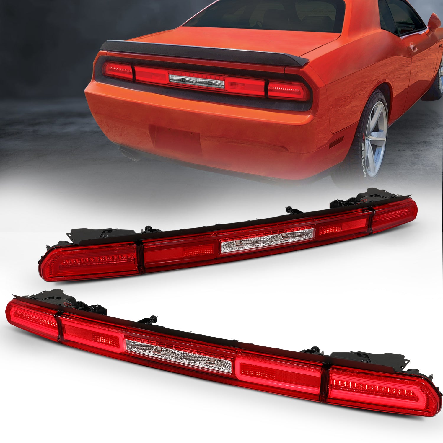 ANZO 321348 08-10 Dodge Challenger LED Taillights - Red/Clear w