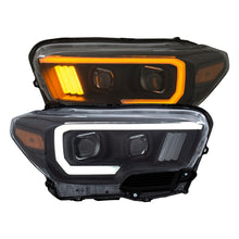 Load image into Gallery viewer, ANZO 111396 2016-2017 Toyota Tacoma Projector Headlights w/ Plank Style Switchback Black w/ Amber
