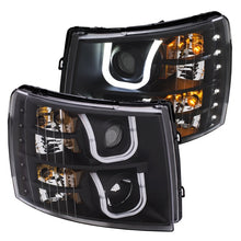 Load image into Gallery viewer, ANZO 111384 2007-2013 Chevrolet Silverado 1500/2500 Projector Headlights w/ U-Bar Switchback Black w/ Amber