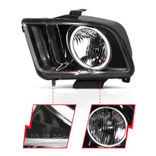 Load image into Gallery viewer, ANZO 121033 2005-2009 Ford Mustang Crystal Headlights w/ Halo Black (CCFL)