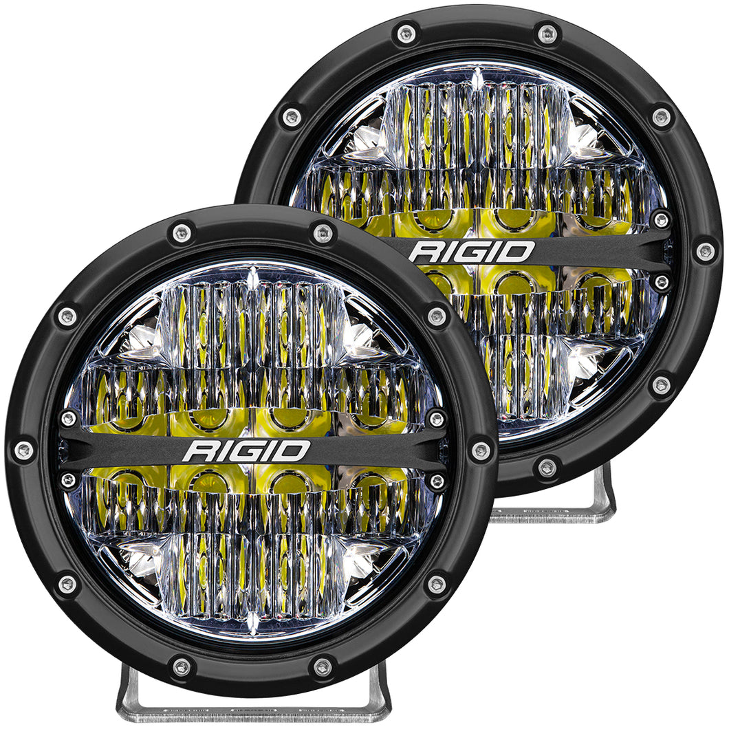 RIGID 360-Series 6 Inch Round LED Off-Road Light Drive Beam Pattern for Moderate Speeds White Backlight Pair