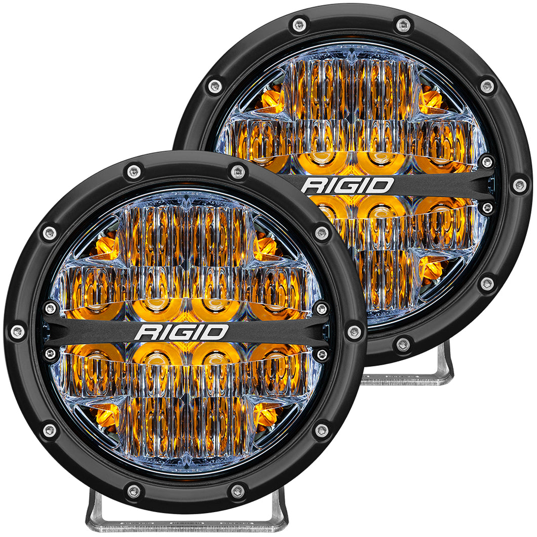 RIGID 360-Series 6 Inch Round LED Off-Road Light Drive Beam Pattern for Moderate Speeds Amber Backlight Pair