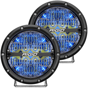 RIGID 360-Series 6 Inch Round LED Off-Road Light Drive Beam Pattern for Moderate Speeds Blue Backlight Pair