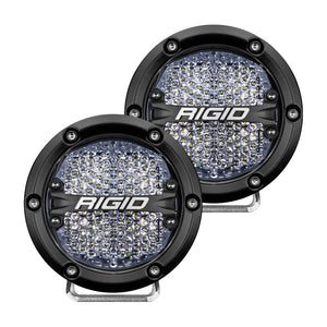 RIGID 360-Series 4 Inch Round LED Off-Road Light Diffused Lens White Backlight Pair