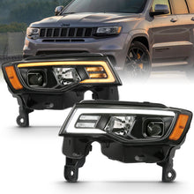 Load image into Gallery viewer, ANZO 111418 2017-2018 Jeep Grand Cherokee Projector Headlights w/ Plank Style Switchback - Black w/ Amber