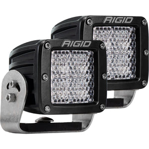 RIGID D-Series PRO LED Light Diffused Lens Heavy Duty Black Housing Pair