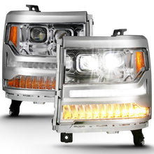 Load image into Gallery viewer, ANZO 111421 16-18 Chevrolet Silverado 1500 LED Projector Headlights w/Plank Style Switchback Chrome w/Amber