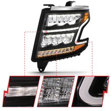 Load image into Gallery viewer, ANZO 111478 15-20 Chevy Tahoe/Suburban LED Light Bar Style Headlights Black w/Sequential w/DRL w/Amber