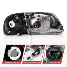 Load image into Gallery viewer, ANZO 111460 1997-2003 Ford F150 Crystal Headlight Black w/ Parking Light