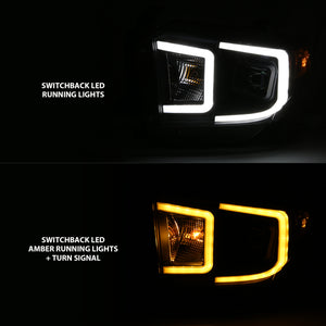 ANZO 111414 14-17 Toyota Tundra Plank Style Projector Headlights Black w/ Amber