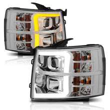 Load image into Gallery viewer, ANZO 111411 07-13 Chevrolet Silverado 1500/2500/3500 Proj Headlights w/ Plank Style Switchback Chrome w/Amb