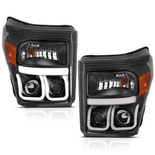 Load image into Gallery viewer, ANZO 111292 2011-2015 Ford F-250 Projector Headlights w/ U-Bar Black