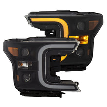 Load image into Gallery viewer, ANZO 111398 18-19 Ford F-150 Projector Headlights w/Plank Style Switchback Black w/Amber