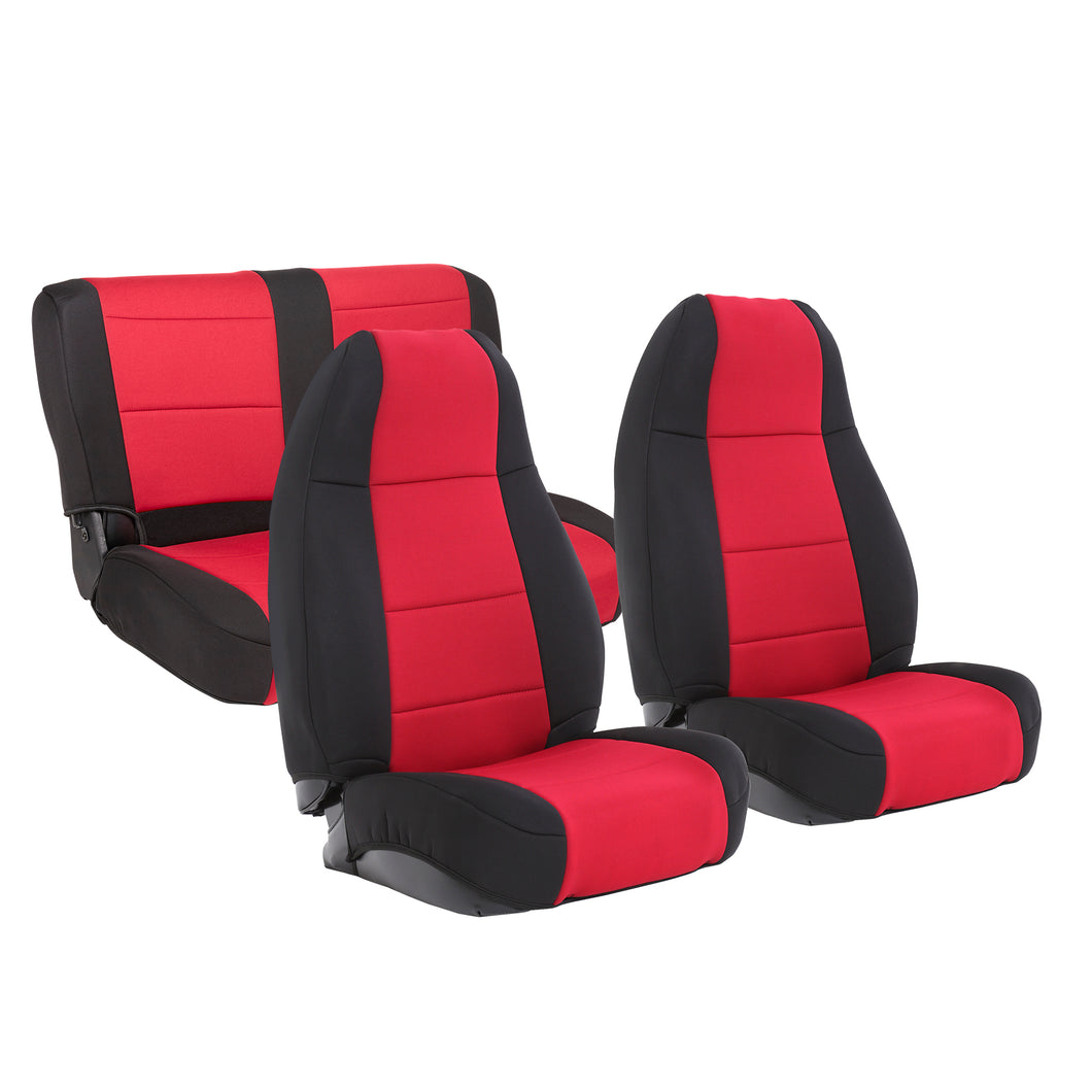 Smittybilt NEOPRENE SEAT COVER SET FRONT/REAR - RED JEEP 91-95 YJ 471130