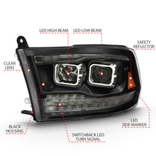 Load image into Gallery viewer, ANZO 111464 2009-2018 Dodge Ram 1500 Led Projector Plank Style Switchback H.L Halo Black Amber (OE Style)