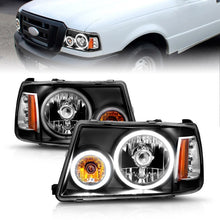 Load image into Gallery viewer, ANZO 111152 2001-2011 Ford Ranger Projector Headlights w/ Halo Black (CCFL) 1 pc