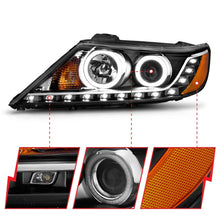 Load image into Gallery viewer, ANZO 111248 2011-2013 Kia Sorento Projector Headlights w/ Halo Black (CCFL)