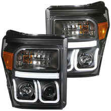 Load image into Gallery viewer, ANZO 111292 2011-2015 Ford F-250 Projector Headlights w/ U-Bar Black