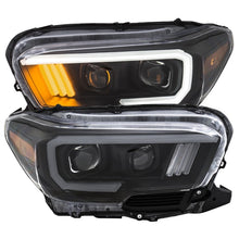 Load image into Gallery viewer, ANZO 111379 2016-2017 Toyota Tacoma Projector Headlights w/ Plank Style Design Black/Amber w/ DRL