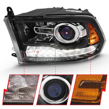 Load image into Gallery viewer, ANZO 111439 2009-2018 Dodge Ram 1500 Projector Plank Style Switchback H.L Halo Black Amber (OE Style)