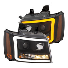 Load image into Gallery viewer, ANZO 111402 07-14 Chevy Tahoe Projector Headlights w/ Plank Style Design Black w/ Amber