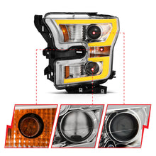 Load image into Gallery viewer, ANZO 111358 2015-2017 Ford F-150 Projector Headlights w/ Plank Style Switchback Chrome w/ Amber